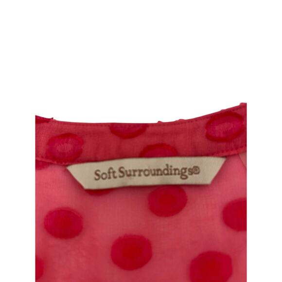 Soft Surroundings Women's Medium Silk Blend Blouse Button Front Flutter Sleeve - Picture 9 of 11